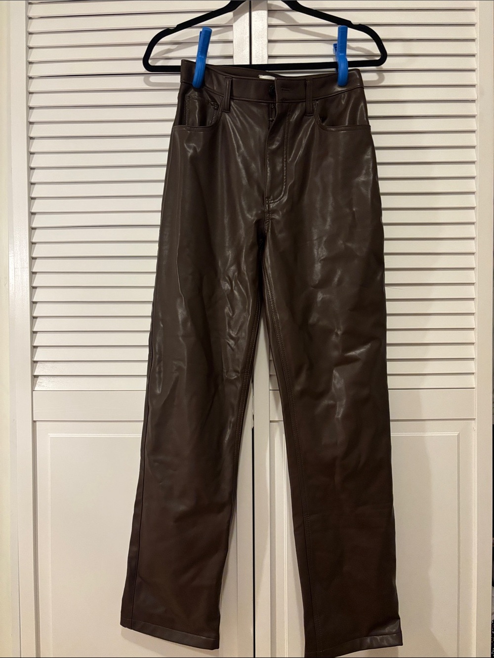 Abercrombie & Fitch Brown Straight Leg Faux Leather Pants